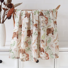 LifeTree muslin swaddle with bear artwork, soft touch for gentle swaddling sessions