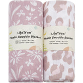 LifeTree swaddle blanket mauve floral pattern for soft newborn comfort