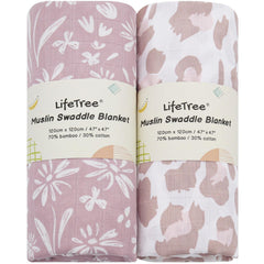 LifeTree swaddle blanket mauve floral pattern for soft newborn comfort