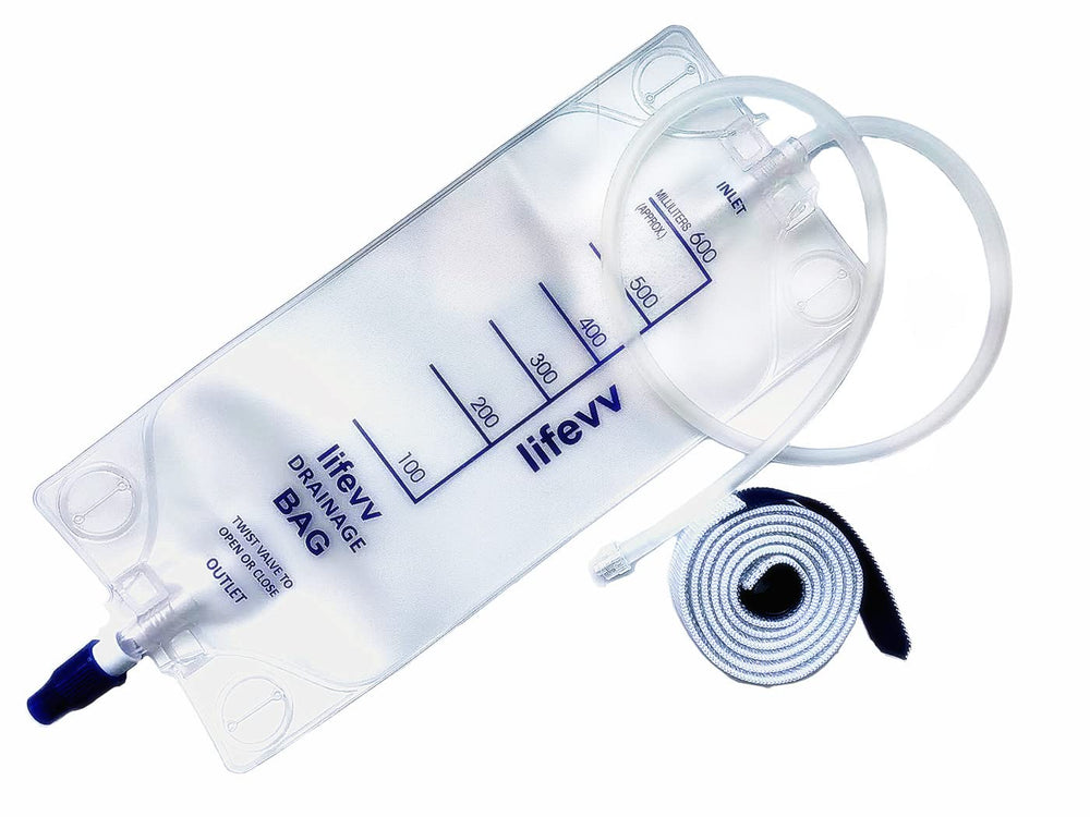 Lifevv 600ml urine drainage bag with clear bag for discreet daily wear
