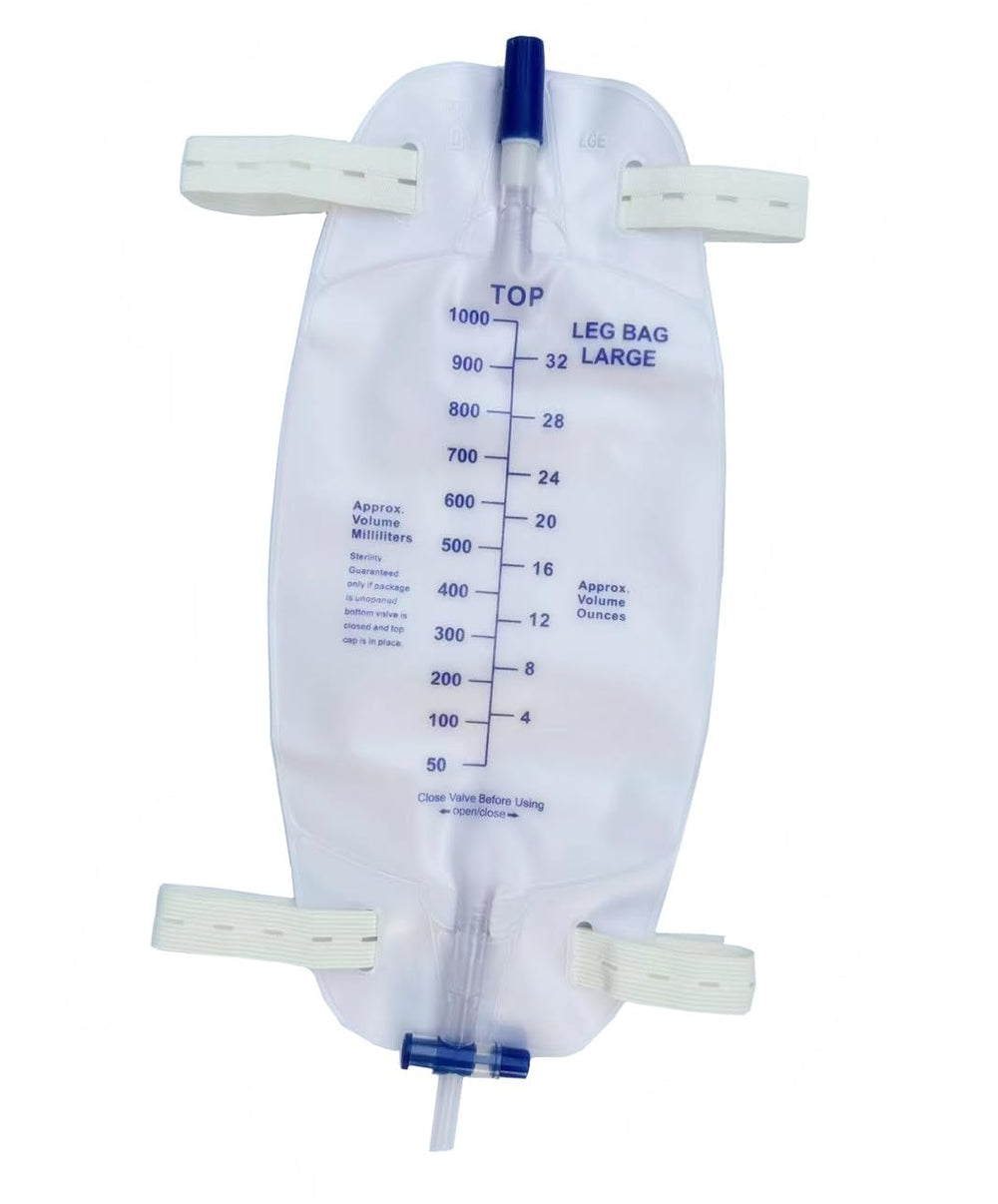 Lifevv Easy-Tap Leg Bag with 32 oz capacity and anti-reflux valve for reliable drainage.