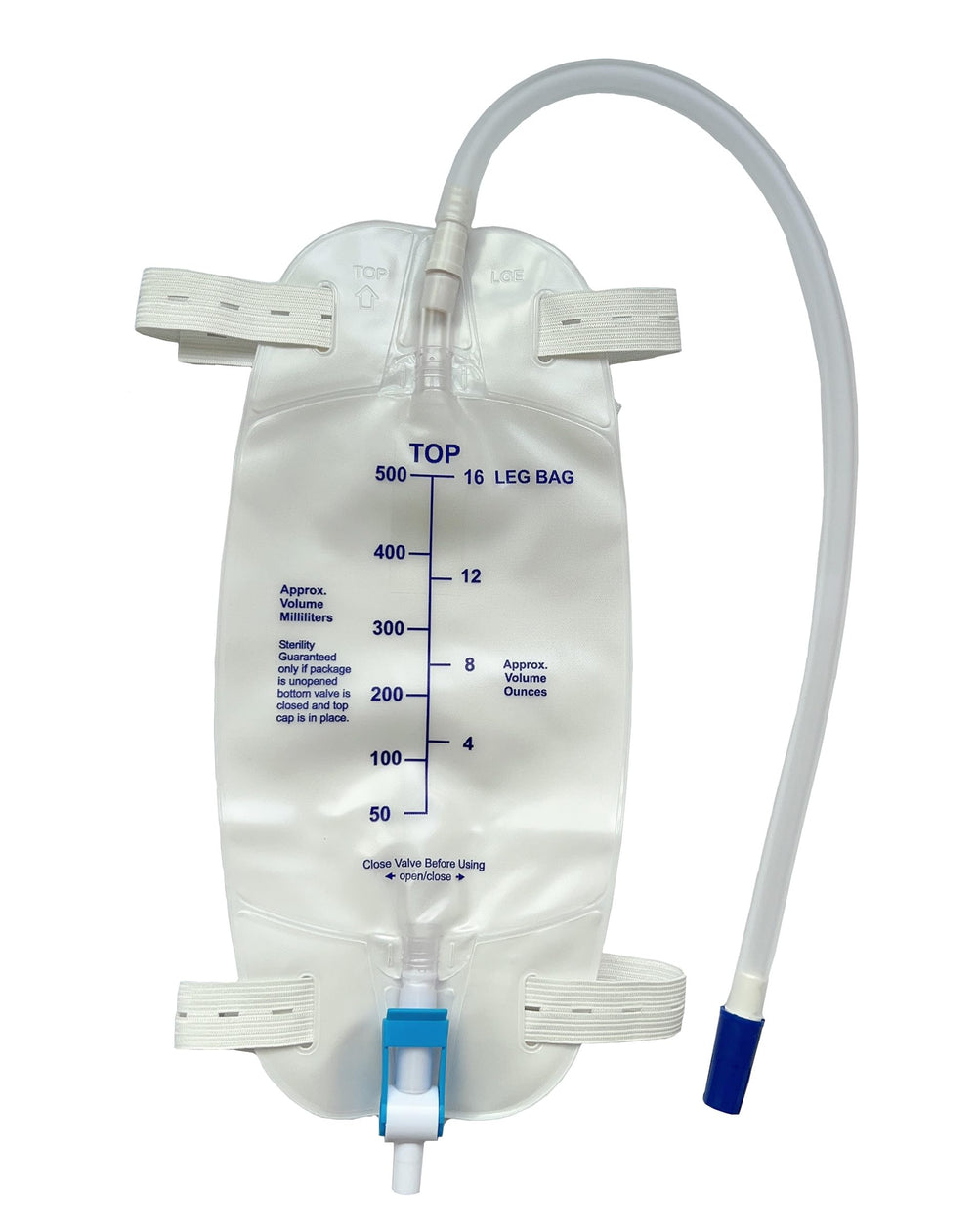 Lifevv Easy-Tap leg bag 500ml front view showing discreet wear.