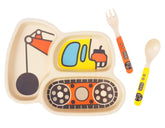 Lightening kid plate set divided plate supports portion control and imaginative meals.