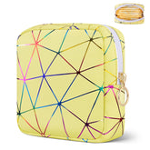 Likesing leather period bag holds tampons securely, portable yellow design.