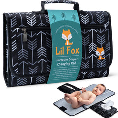 Lil Fox changing pad opened for quick one-handed diaper changes.