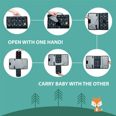 Lil Fox pad interior with 100-pack wipes pocket for quick access.
