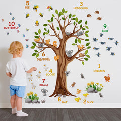Lilacanthara tree numbers animals wall decal helps kids count and identify animals.