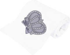 Lilax crown jewels swaddle grey closeup shows soft cotton texture for gentle newborn comfort