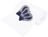 Lilax Crown Jewels navy swaddle closeup highlights soft cotton warmth