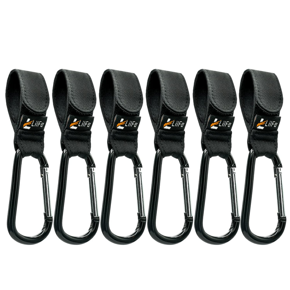 LilFe stroller hooks hanging setup for hands-free strolling
