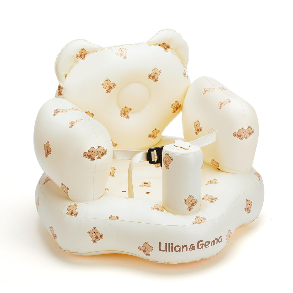 Lilian&Gema inflatable baby seat main view showing compact, portable design for on-the-go use.
