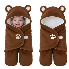 Lilian&Gema bear swaddle with soft plush for cozy newborn warmth.