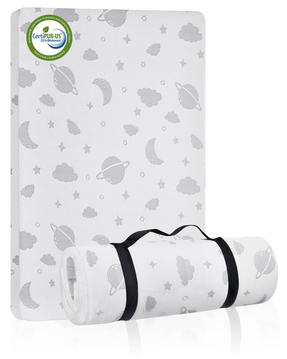Lilian&Gema Pack and Play Mattress front view for a compact 38x26 playard