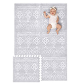 Lillefolk Baby Play Mat gray tiles arranged for a safe tummy time area.