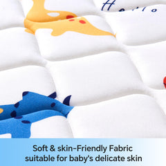 Lillibearas Pack and Play Mattress fabric highlights breathable microfiber for sensitive skin.