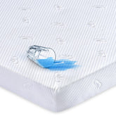 Lillibearas waterproof pack and play mattress protector guarding against leaks during playtime.