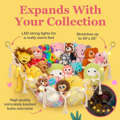 Lilly's Love corner hanging toy storage net keeps plushies off floor