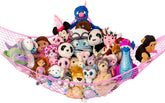 Lilly's Love corner stuffed animal hammock neatly stores plushies in a compact corner.