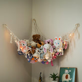Lilly's Love stuffed animal storage macrame hammock white in a two-pack