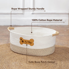 LILO DESIGN CO. woven pet storage basket ideal for toys and leashes.