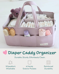 Lily Miles diaper caddy with 8 pockets and open layout for versatile storage