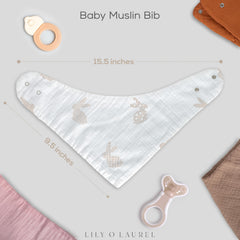 LILY O LAUREL adjustable snaps bib grows with your baby for a secure fit