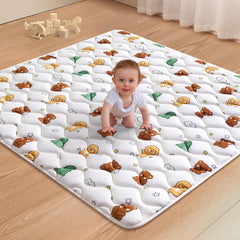 LILYVIBEBEARHAPPY baby play mat 36x36 inches with cushioned surface.
