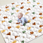 LILYVIBEBEARHAPPY baby play mat 71x59 laid flat provides soft cushioning for tummy time.
