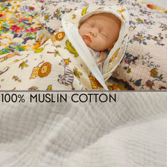 Linaly muslin cotton texture close-up showing soft breathable fabric for sensitive skin.