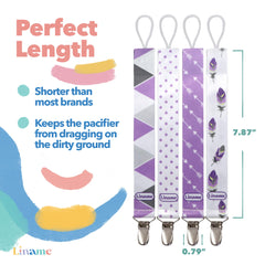 Liname pacifier clip with strong clasp for secure attachment.