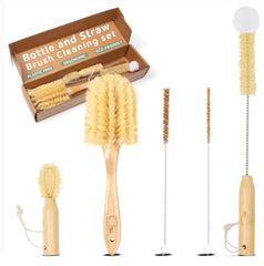 Linea Gear bamboo bottle brush with ergonomic handle for easy, plastic-free cleaning