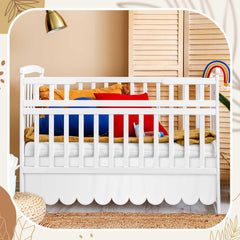 Linens Limited scalloped crib skirt light blue solid; versatile nursery decor option.