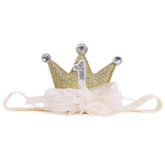 LINLULU birthday crown gold glitter for baby girls, ideal for photo moments.