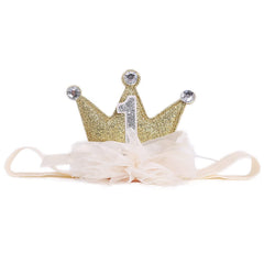 LINLULU birthday crown gold glitter for baby girls, ideal for photo moments.