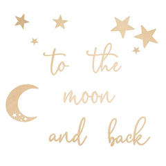 Lintran wooden 3D wall quote with moon and back, perfect nursery focal point.