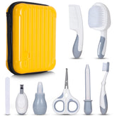 Little Angel baby care kit with yellow case keeps grooming organized.