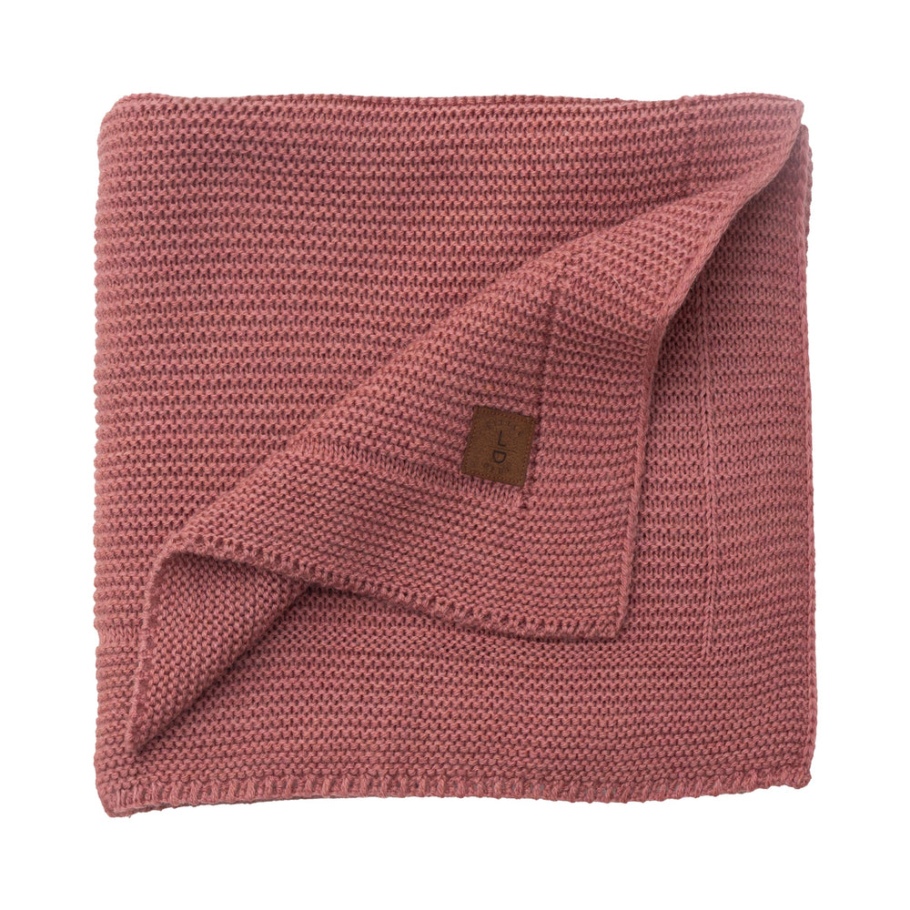 Little Dedi baby blanket in dusky pink front view, soft and breathable knit for newborn comfort