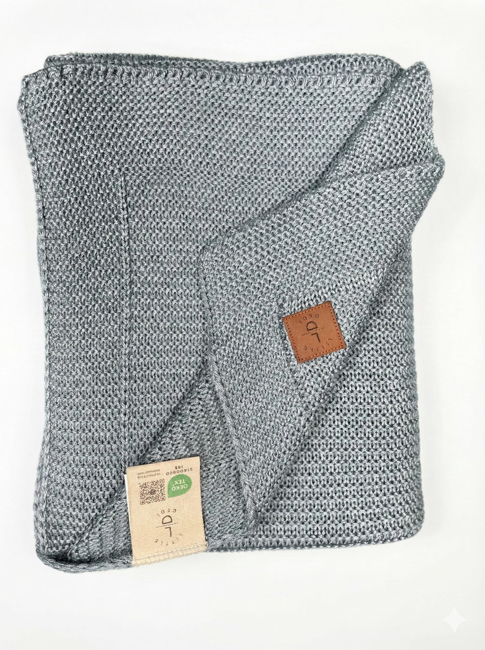 Little Dedi soft baby knitted blanket in light grey for cozy swaddling and stroller use