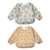 Little Dimsum Mess-Proof Baby Bib front view with full-coverage protection during meals.