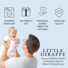 Little Giraffe Luxe Blanket 29x35 size shown with plush texture.