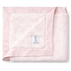 Little Giraffe Luxe soft blanket in pink with satin trim for cozy warmth on the go.