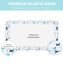 Starry Galaxy print crib sheets, calming nursery vibe