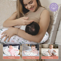 Little Grape Land Little Bunny nursing pillow in use during feeding time.