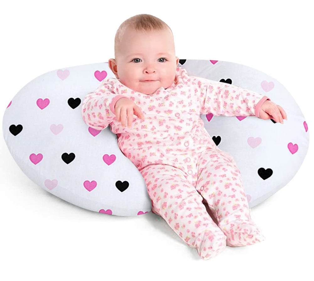 Little Grape Land nursing pillow with rose red hearts cover for cozy feeding.