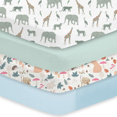 Little Grape Land safari-squirrel pattern crib sheets offer cozy, breathable sleep for babies