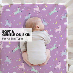Little Grape Land ultra-soft microfiber crib sheet closeup with gentle touch