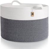 Little Hippo XXL cotton rope basket in white and gray for laundry organization