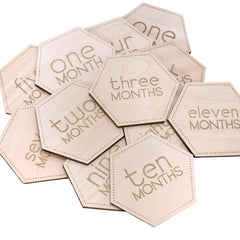 Little Moments wooden monthly cards hexagon set, ideal for milestone photography.