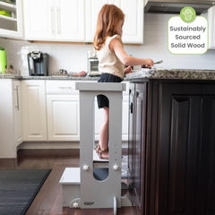 Little Partners Foldable Toddler Tower height levels, adjustable steps for growing kids