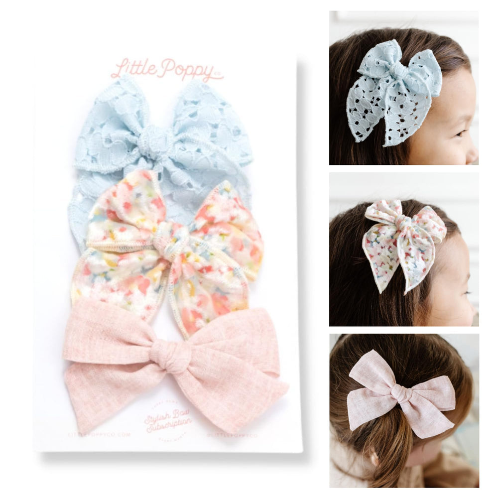 Little Poppy Co Hannah Set bows on a reversible clip for versatile styles.